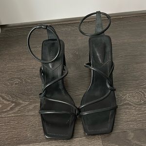Schutz Black Strappy Heels